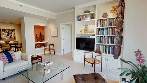 a living room in a senior apartment at Westminster